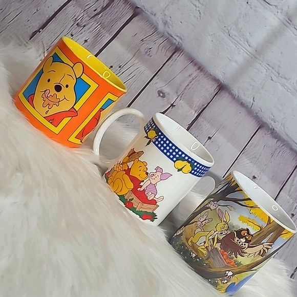 Vintage 90s Disney Winnie-the-Pooh Bundle of Three Mugs Coffee Cup Collectible - Picture 2 of 16